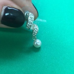 Silver pearl and glass earrings